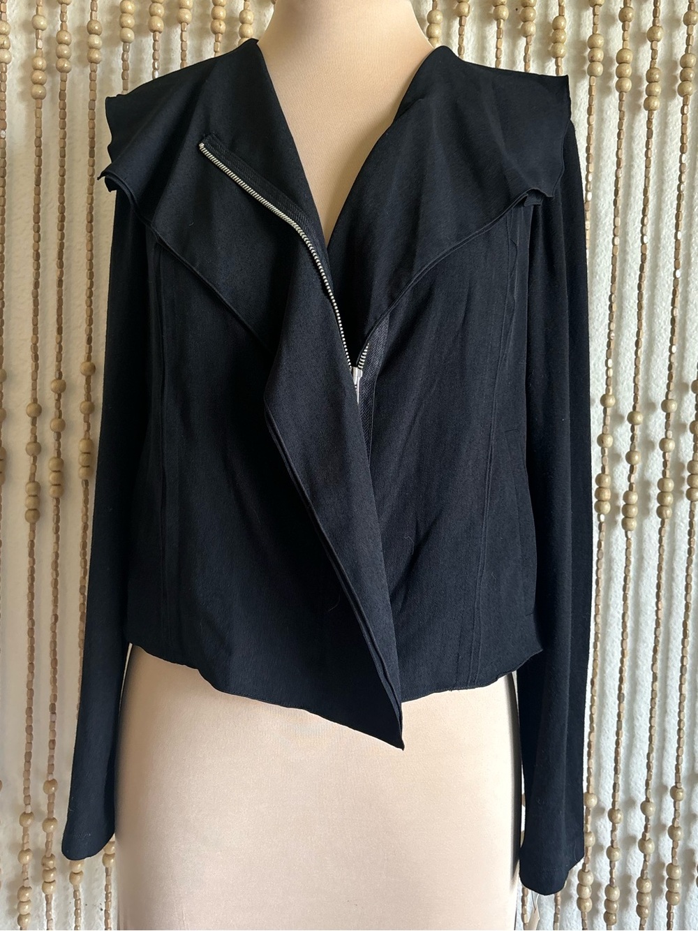 BAR Black Asymmetric Zip Up Moto Corporate Goth Victorian Rocker Suede Jacket